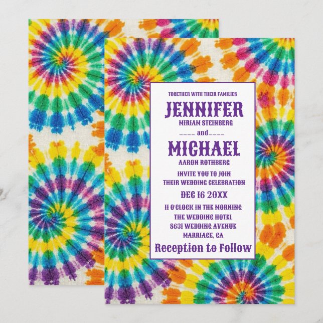 Convites de Casamento Psicanálitos com Tinta Tie D (Frente/Verso)