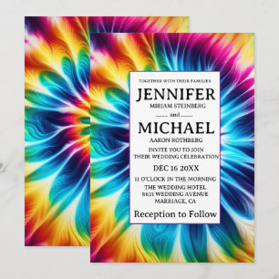 Convites de Casamento Psicanodélicos Tie Dye