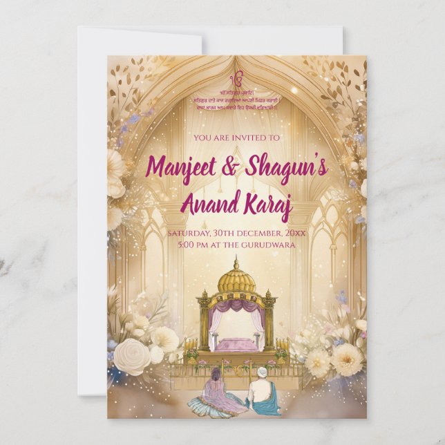 Convites de casamento Punjabi Convites Sikh Digita (Frente)