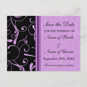 Convites de casamento Purple Swirls Save the Date