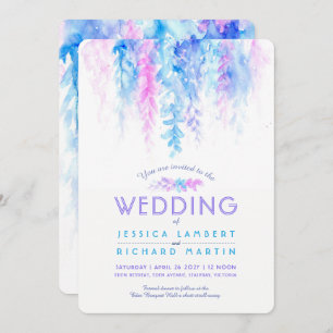 Convites de casamento púrpura azuis de videira