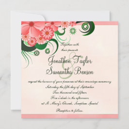 Convites de casamento Quadrados de 5,25", Rosa Flo