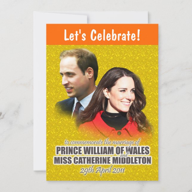 Convites de Casamento Real de William & Kate (Frente)