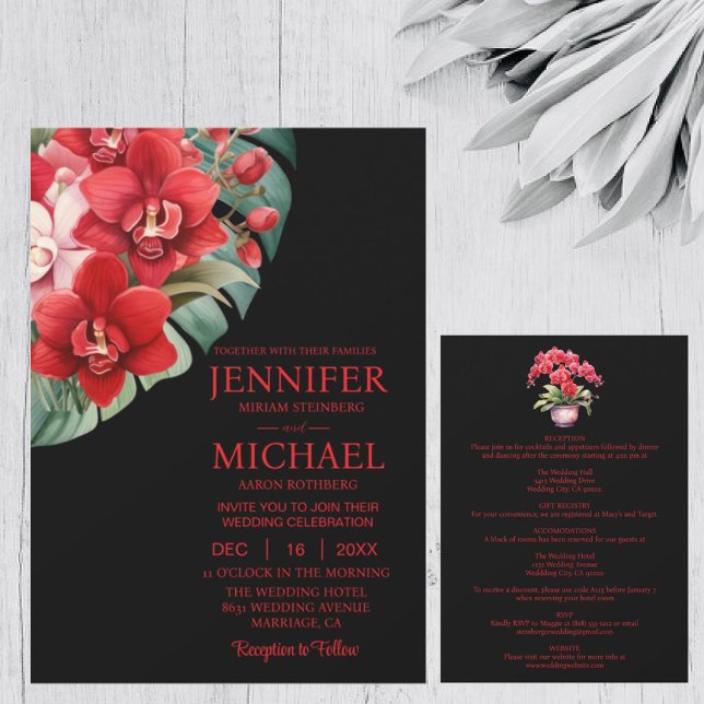 Convites de Casamento Red Orchids All In One (Criador carregado)