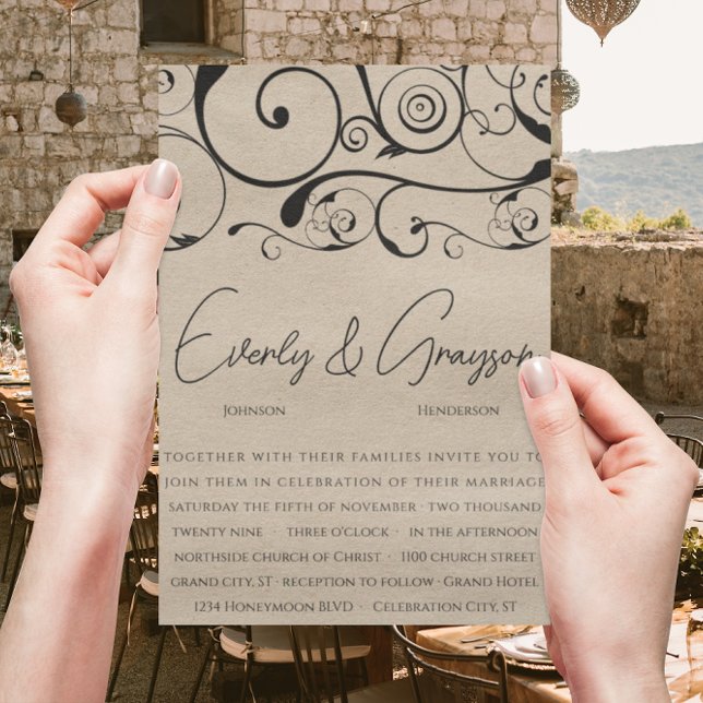 Convites de Casamento Redemoinho Preto (Criador carregado)