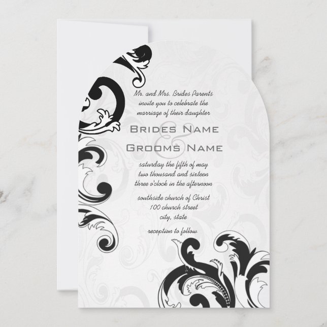 Convites de Casamento Redemoinhos Pretos Reais (Verso)