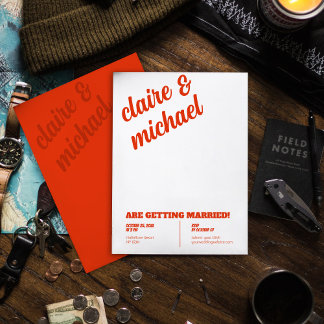 Convites De Casamento Retroativo Mínimo De Chic