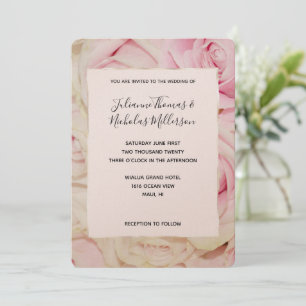 Convites de casamento Românticos de Creme Rosa bon