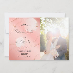 Convites de Casamento Rosa com Brilho com Fotograf