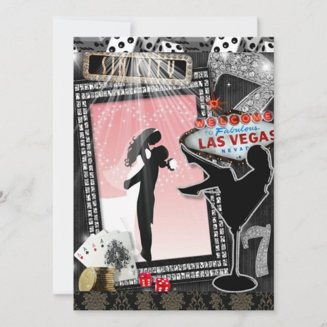 convites de casamento rosa de Vegas (Frente)