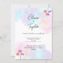 Convites de Casamento Rosa e Azul Caprichosos