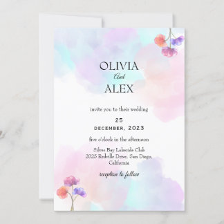 Convites de Casamento Rosa e Azul Chic