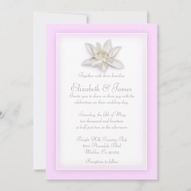 Convites De Casamento Rosa E Branco (Frente)