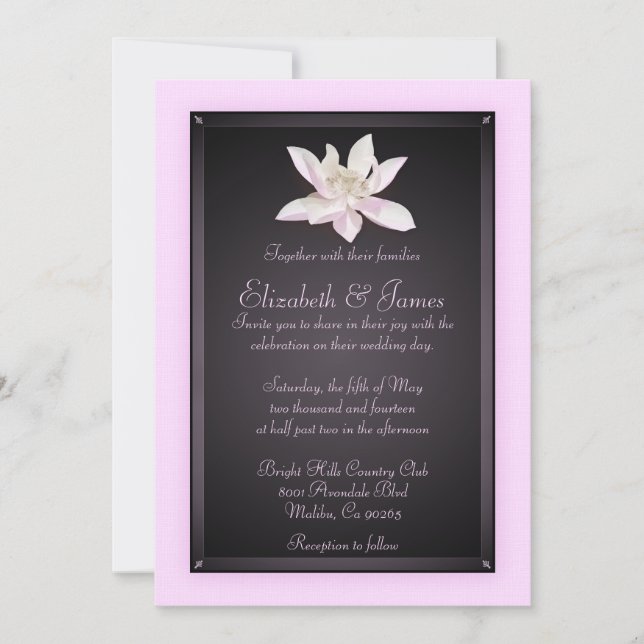 Convites De Casamento Rosa E Preto (Frente)