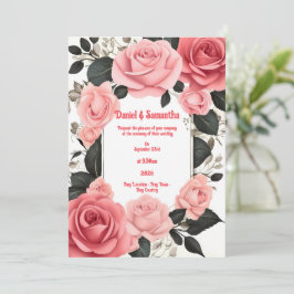 Convites de Casamento Rosa Romântica