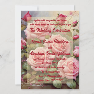 Convites de Casamento Rosas Cor-de-Rosa Clássicas
