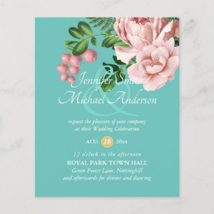 Convites de Casamento Rose Gold Botânico Floral Or