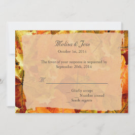 Convites de casamento RSVP com folhas coloridas de