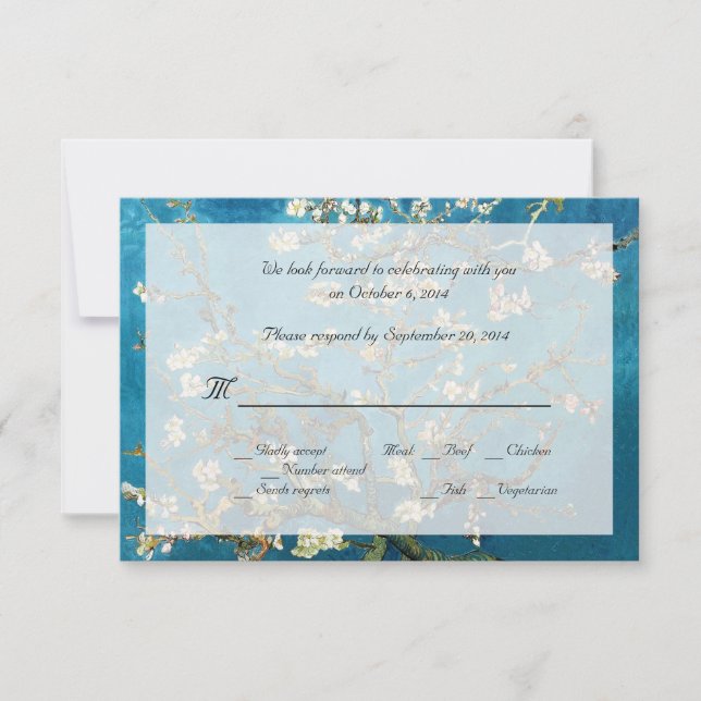 Convites de casamento RSVP de arte fina famosa (Frente)