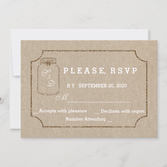 Convites de Casamento  | RSVP de Canvas Mason Jar  (Frente)