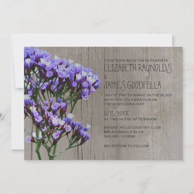 Convites de Casamento Rustic Limonium (Frente)