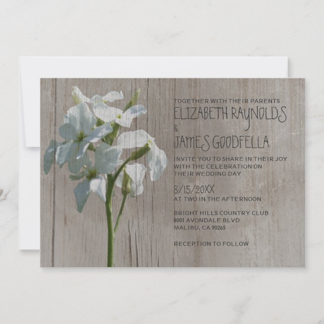 Convites de Casamento Rustic Matthiola (Frente)