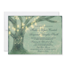 Convites de casamento Rustic Oak Tree Mason Jar Li