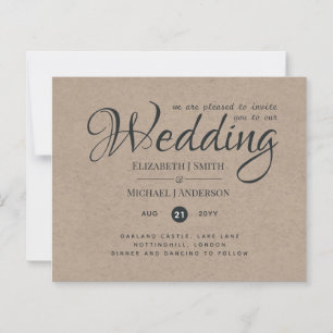 Convites de casamento Rustic TYPOGRAHY - Kraft Loo