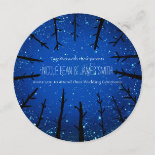 Convites de Casamento Rústicos com Árvores no Céu 