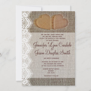 Convites de casamento Rústicos De Coração De Ra