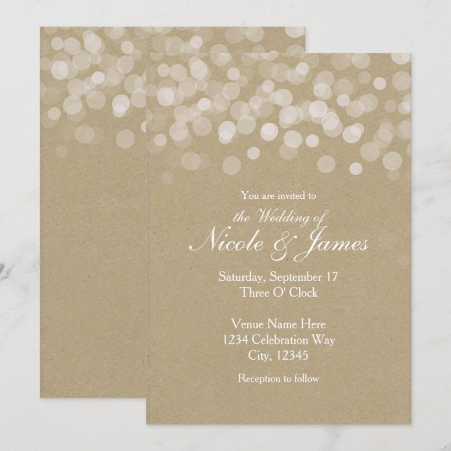 Convites de Casamento Rústicos Simples em Papel Ma (Frente/Verso)