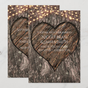 Convites de Casamento Rústicos Tronco de Árvore Ta