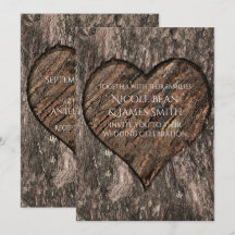 Convites de Casamento Rústicos Tronco de Árvore Ta
