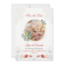 convites de casamento Salve a Data flora aquarela
