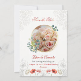 convites de casamento Salve a Data flora aquarela