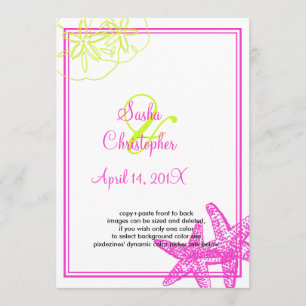 Convites de Casamento Sand+Sea/lima verde+fuchsia