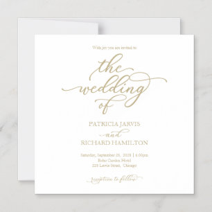 Convites de Casamento Simples Elegantes Dourado e