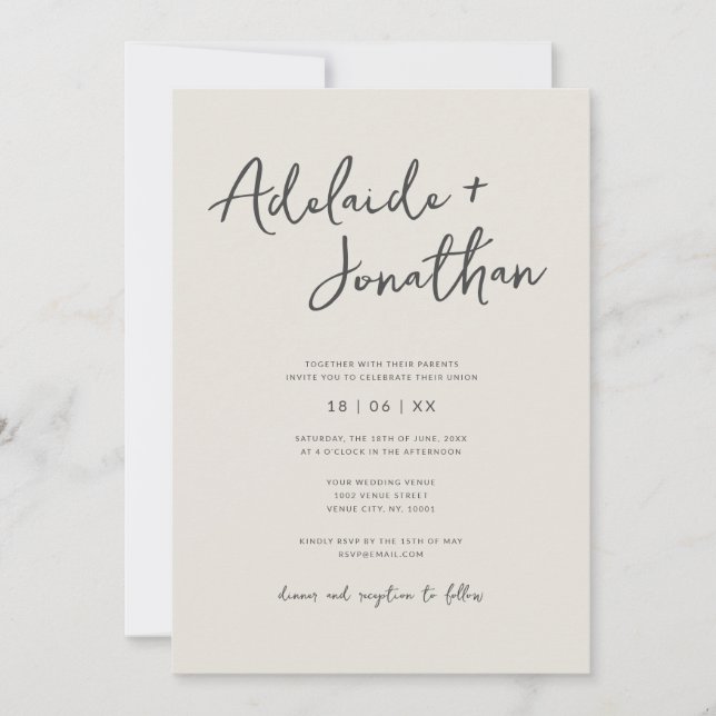 Convites de Casamento Simples Moderno Minimalista  (Frente)