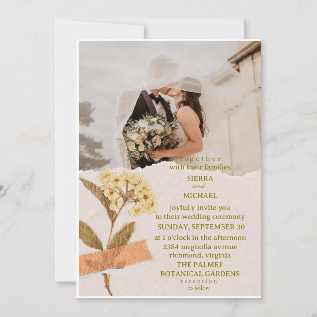 convites de casamento simples que expressam  (Frente)