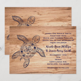 Convites de Casamento Tartaruga Havaiana e Madeira
