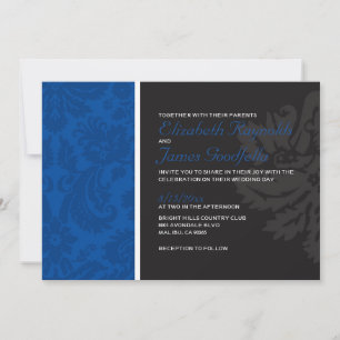 Convites de Casamento tema damasco Azul Real