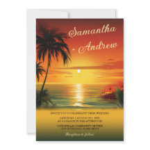 Convites de Casamento Temáticos de Praia do Pôr do