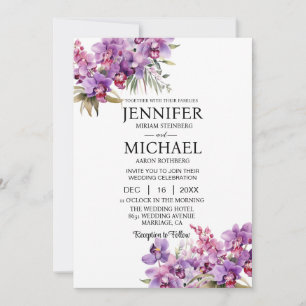 Convites de Casamento Todas em Uma Orquídeas Roxas