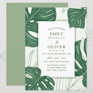 Convites de casamento tropical de Monstera