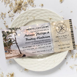 Convites de Casamento Tropical Vintage de Praia co