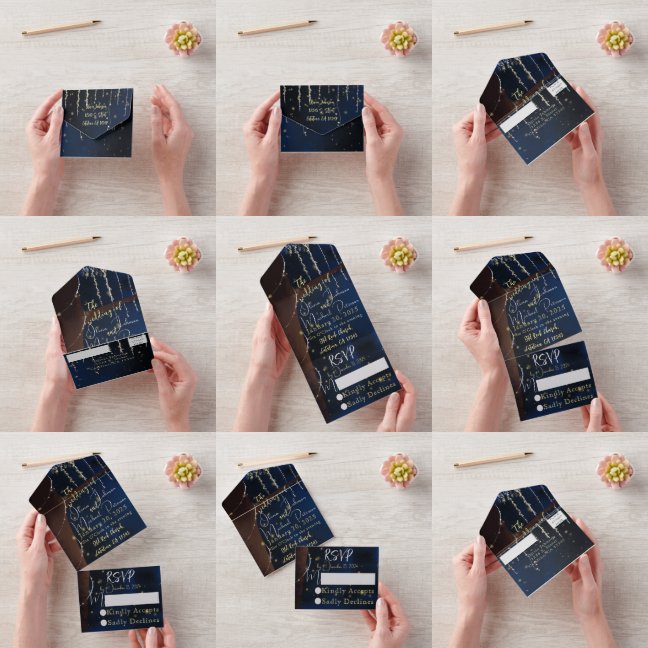 Convites De Casamento Tudo-Em-Um Da Noite Elegante