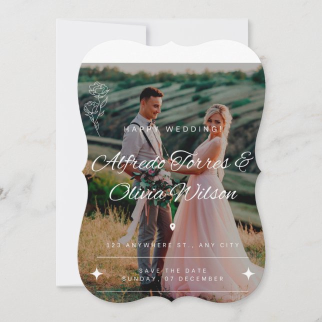 Convites de Casamento Únicos Save The Dates (Frente)