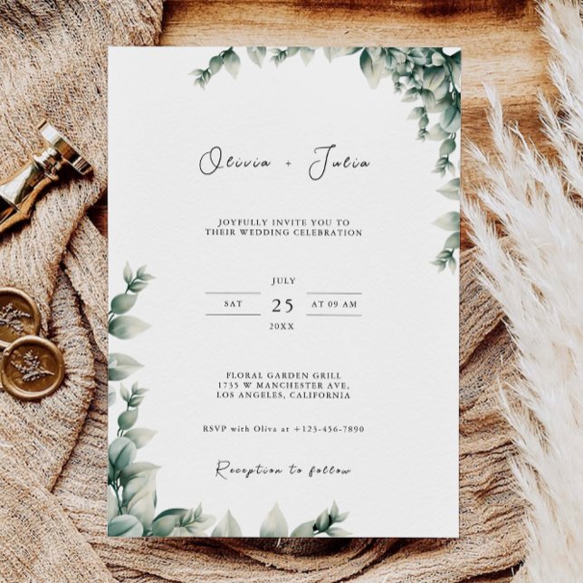 Convites de casamento verde (Greenery Wedding Invites Template)