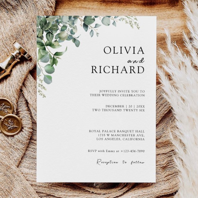 Convites de casamento verde (Greenery Wedding Invites Template)