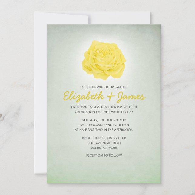 Convites de Casamento Verde e Amarelo Floral Trend (Frente)